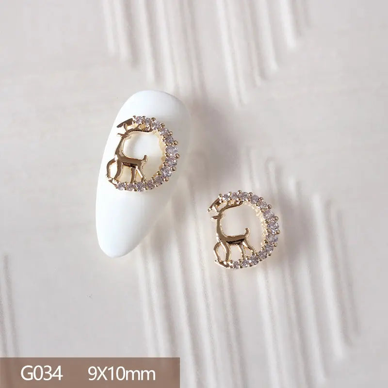 10pcs 3D Alloy Christmas Tree Bells Nail Art Zircon Pearl Metal Manicure Nails Accessories DIY Nail Decorations Supplies Charms