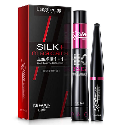 Silk Mascara 1+1 4D Fiber Cosmetics 3D Mascara Eyelashes Lengthening Full Professional Makeup Eyelash False Eyelashes