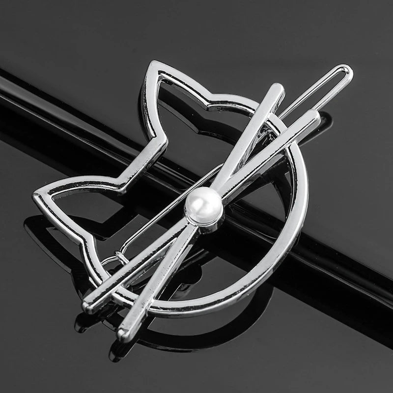 New Fashion Metal Love Heart Hair Clip Elegant Pearl Round Barrette for Women Girls Sweet Hairpins Barrettes Hair Accessories
