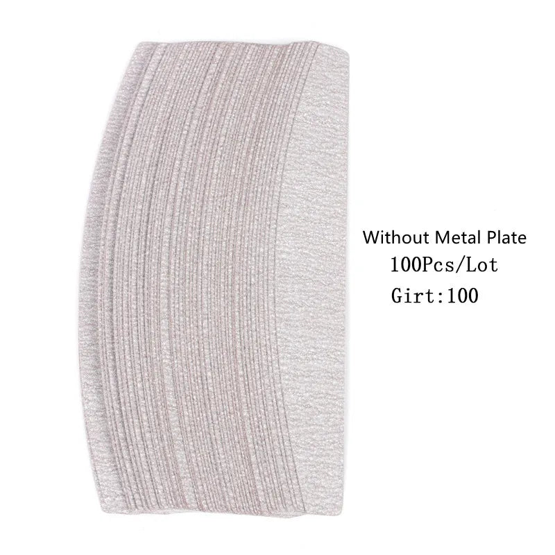 100Pcs Replacement  SandPaper Nail File With Metal Handle Removable  Buffer 100/180 Double-sided Strips Manicure Nail Art Files