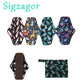 【Sigzagor】5+1 Set Long Panty Liners Cloth Menstrual Pads  RANDOM Prints Bamboo Charcoal Sanitary Washable Reusable Light Flow