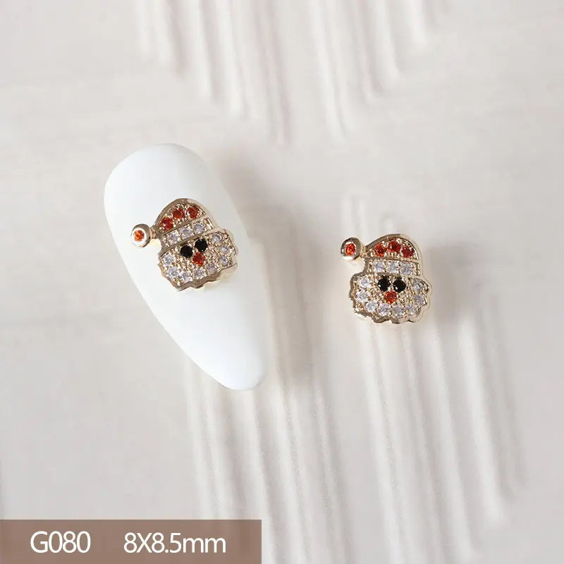 10pcs 3D Alloy Christmas Tree Bells Nail Art Zircon Pearl Metal Manicure Nails Accessories DIY Nail Decorations Supplies Charms