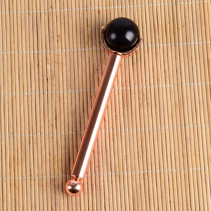 Natural Stone Facial Care Massage Roller Stainless Steel Wand Health Care Eye Head Massager Interchangeable Roller Head Tool