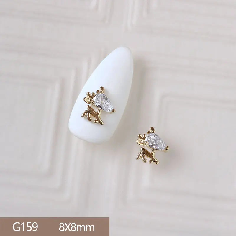 10pcs 3D Alloy Christmas Tree Bells Nail Art Zircon Pearl Metal Manicure Nails Accessories DIY Nail Decorations Supplies Charms