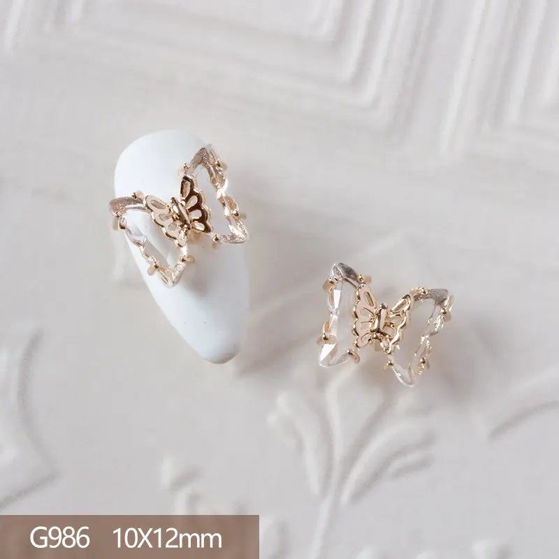 10pcs 3D Alloy Christmas Tree Bells Nail Art Zircon Pearl Metal Manicure Nails Accessories DIY Nail Decorations Supplies Charms