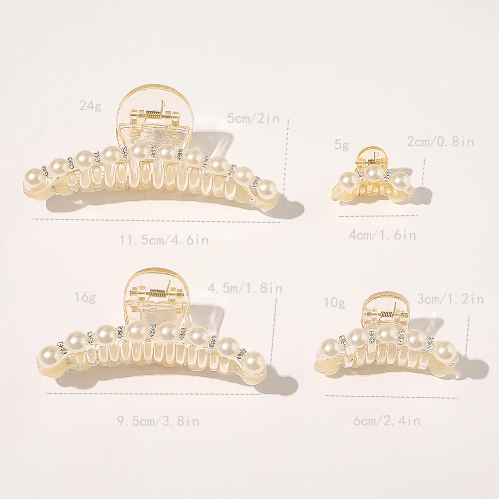 New Big Pearls Acrylic Hair Claw Clips Crab Hairpins Large Makeup Hair Styling Barrettes for Women Hair Accessories Bow Hairgrip