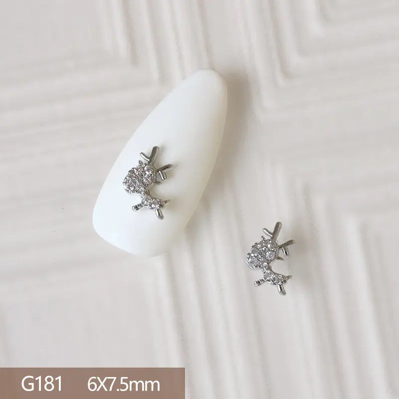 10pcs 3D Alloy Christmas Tree Bells Nail Art Zircon Pearl Metal Manicure Nails Accessories DIY Nail Decorations Supplies Charms