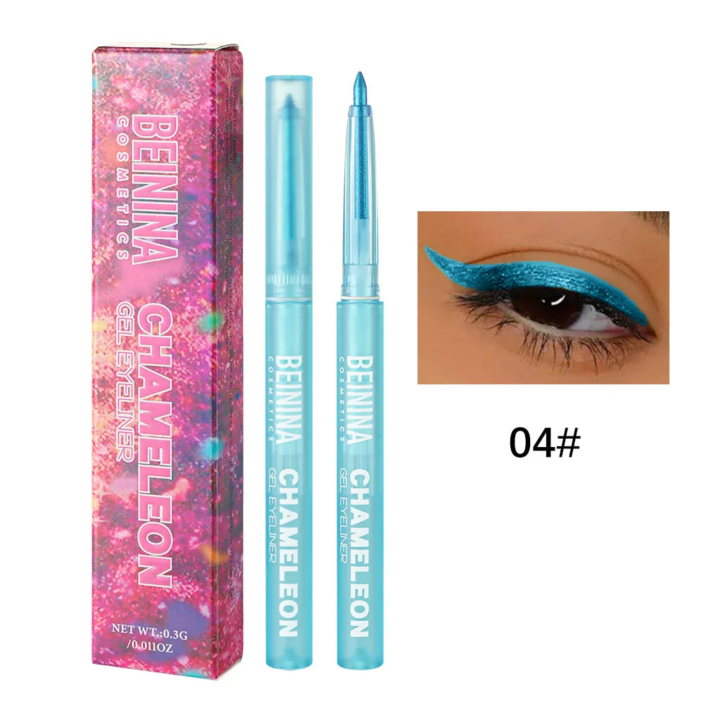 Shiny Chameleon Green Eyeliner Gel Metallic Eyeshadow Multicolor Eye Liner Pearlescent Polarized Glitter Eye Pigment Makeup