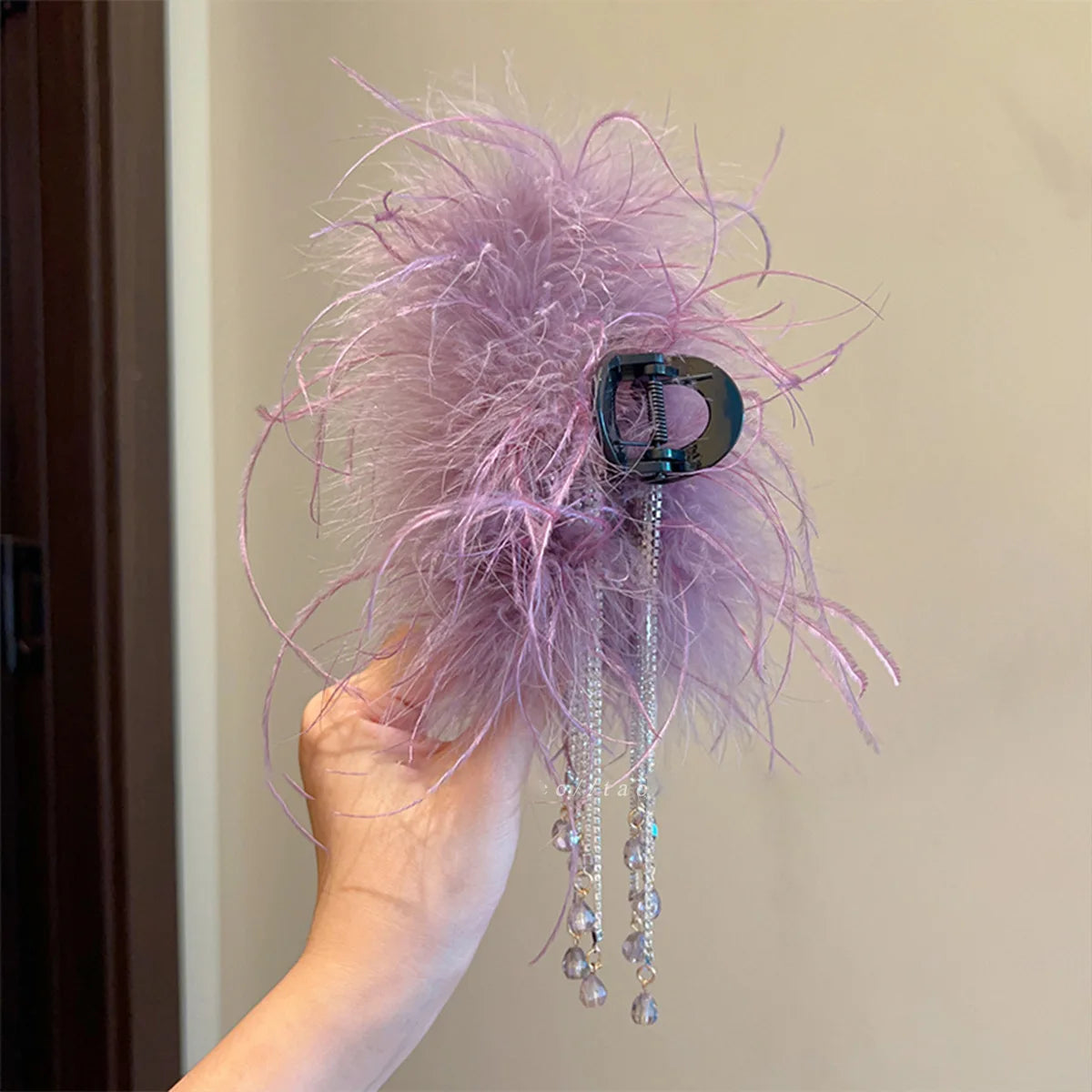New Chinese Style Kniting Butterfly Hair Claws Women's Purple Long Flower Tassel Shark Grab Clips Vintage Hanfu Headpiece W