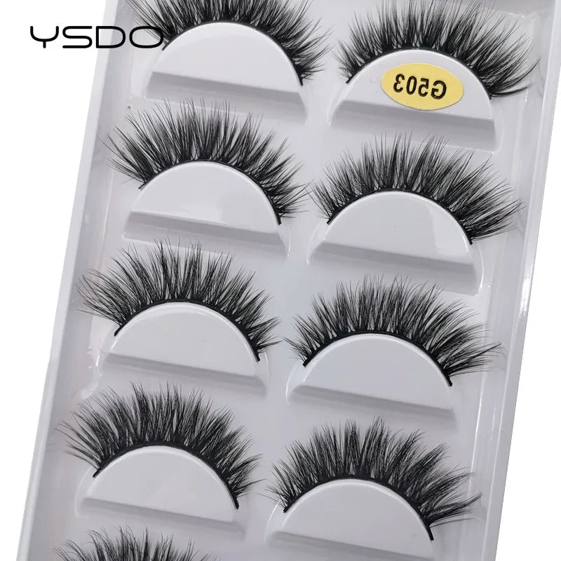 YSDO Eyelashes 3/5 Pairs Natural Long 3D Mink Lashes Fluffy Volume Mink False Eyelashes Cruelty Free Wispy Lashes Makeup Cilios