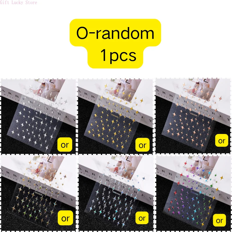 1piece 5D glass fragment nail sticker high quality stained glass window grille design glitter art decoration design nail sticker