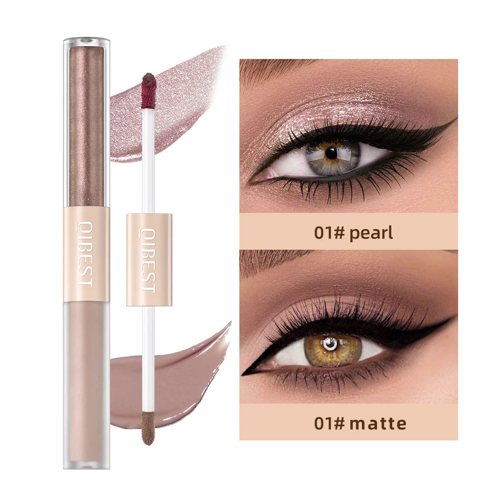 2 In 1 Stick Pearly Matte Eyeshadow Cream Smooth Nude Eye Makeup Liquid Contour Shadow Stick Waterproof Shimmer High Light Pen