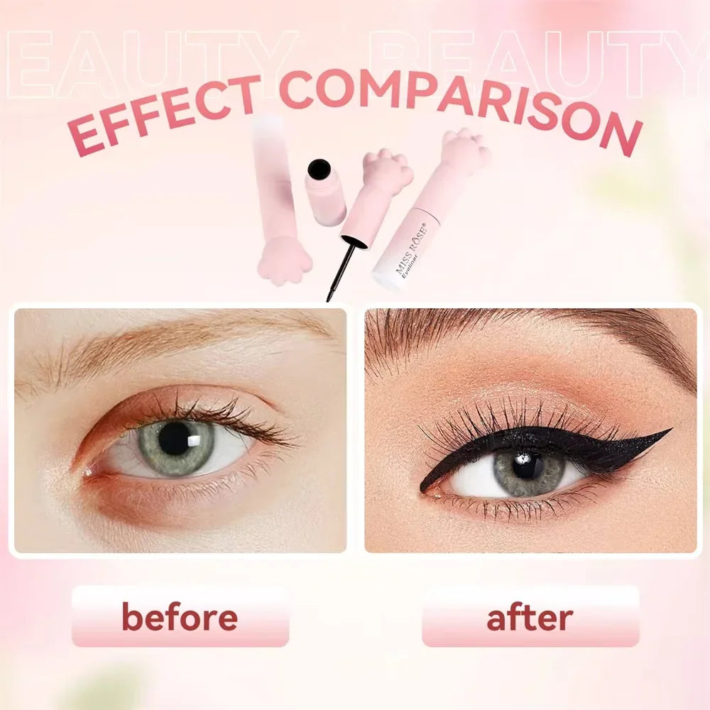 Pink Cat Paw Black Liquid Eyeliner Pen Fast Drying Long-lasting Smudge Proof Makeup Holding Premium Eye Liner Pen Eye Cosmetics
