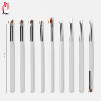 9PCS Nail Art Brushes Professional Nail Art Painting Pen Liner DIY Brush for Nail Art Design Manicure Tool Brown and Gray