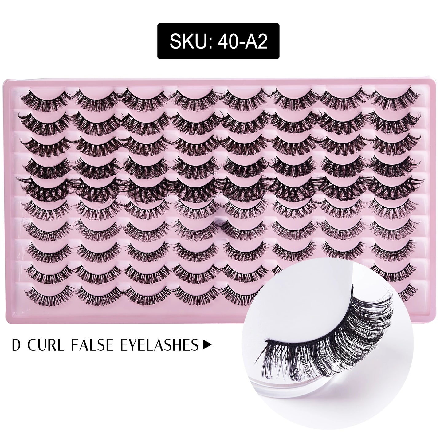 40 Pairs Pack Strip False Eyelashes Supplies Fluffy Faux Cils Russian Strip D Curl Faux Mink Eyelashes Makeup