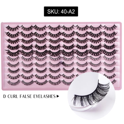 40 Pairs Pack Strip False Eyelashes Supplies Fluffy Faux Cils Russian Strip D Curl Faux Mink Eyelashes Makeup