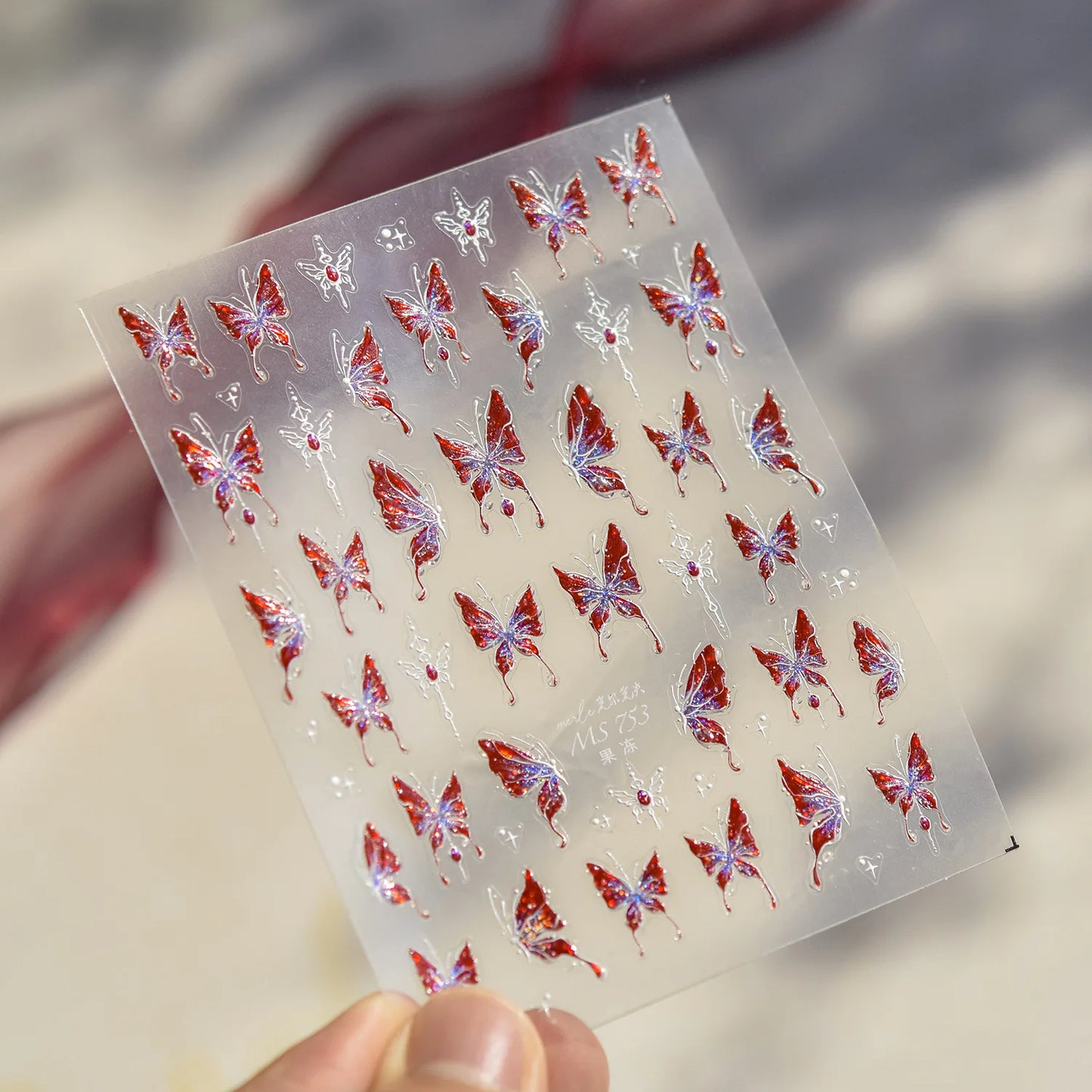 1 piece 5D color crystal star nail stickers high quality love shiny silver hollow smear rainbow flower jelly design nail sticker