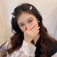 2PCS Pearl &Rhinestone Hair Clips Set, Black Base Elegant Retro-Style Hair Accessories For Women, Stylish Daily Wear Party Decor