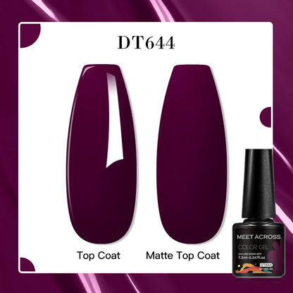 MEET ACROSS 160 Colors 7.3ml Gel Nail Polish Vernis Glitter Sparkly Semi Permanent Soak Off LED UV Gel Varnish Nail Art Manicure