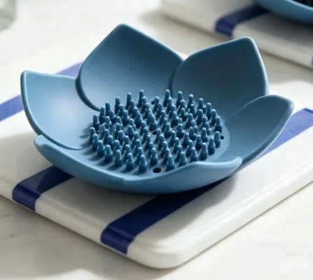 2Pcs Lotus Design Silicone Soap Holder with Drain, Drainage Soap Box, Portable Bathroom Shower Soap Storage Accessory