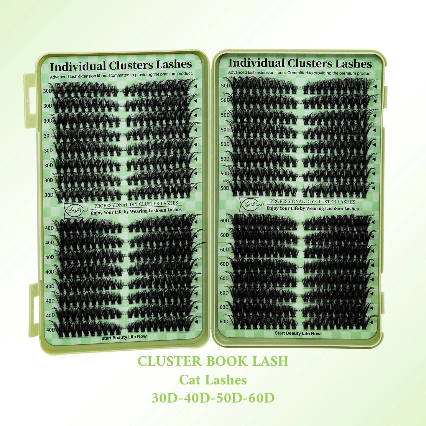 LASHSUN Lash Clusters book DIY Eyelash Extensions Clusters Lashes book D Curl LASH Mega Volume Individual Lashes Eyelash Cluster