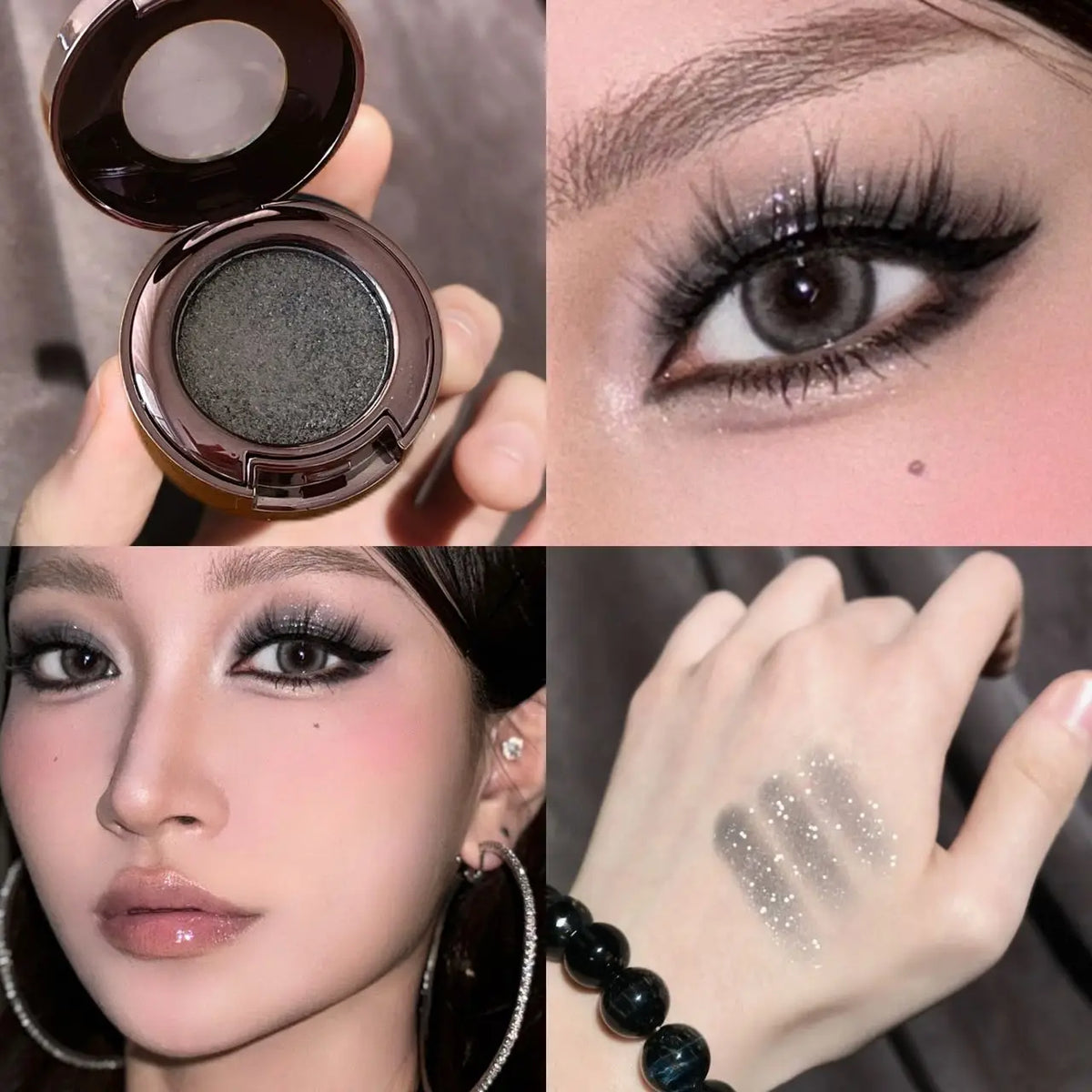 Metallic Glitter Black Blue Eyeshadow Purple Green Metallic Highlighter Eyeshadow Diamond Long Lasting Eye Makeup Women Cosmetic