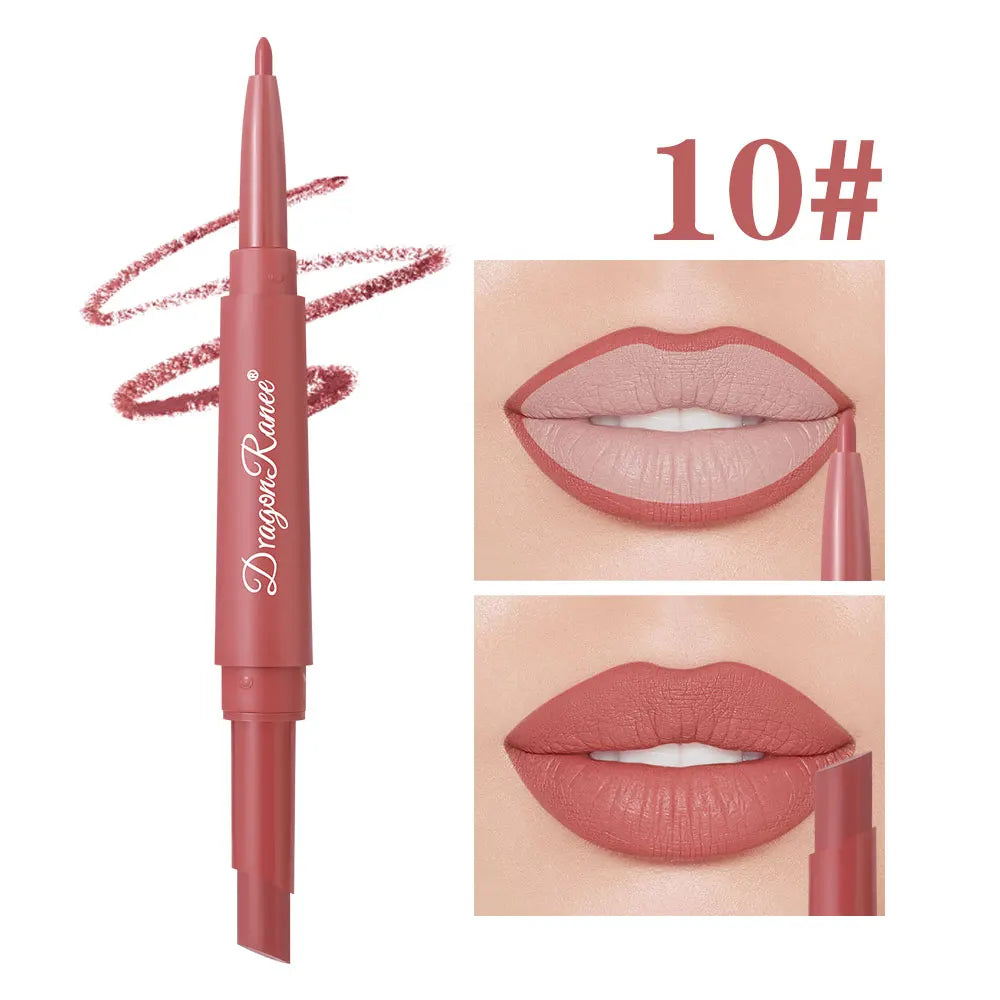 Double-Ended Lip Liner Velvet Matte Lipstick Lip Gloss Easy to Color Non-Fading Non-Stick Cup Lip Liner
