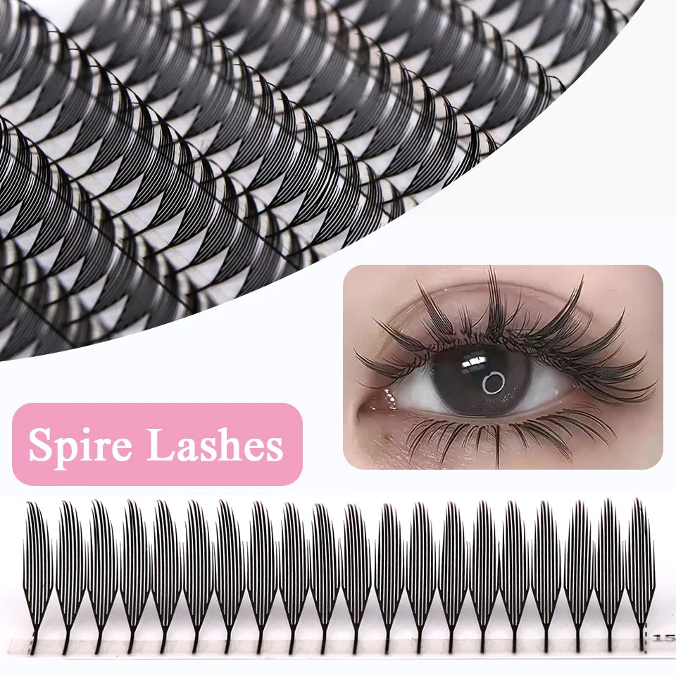 New Tinsel Premade Fans Eyelash Extension Holographic Anime Tower Tips Pro Made Eyelash Comic Feather Super Soft False Eyelashes