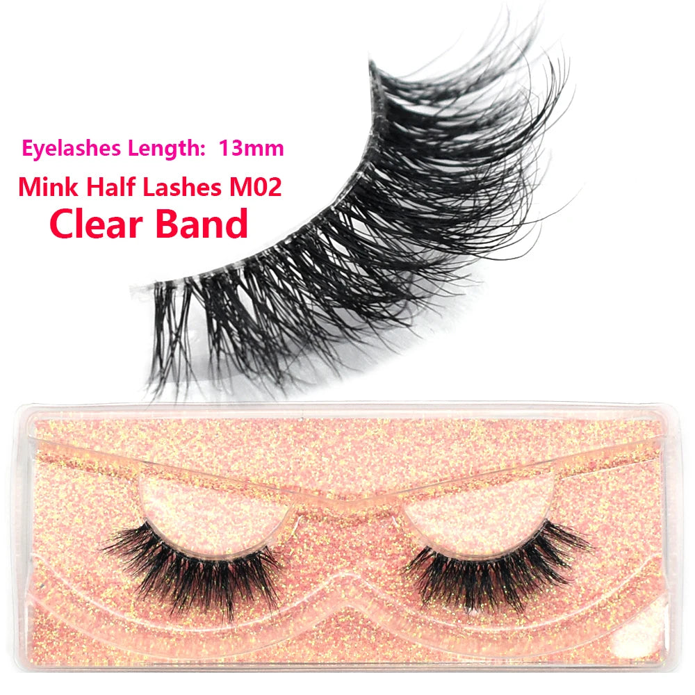 Half Eye Lashes Natural 3D Mink Short False Eyelashes Fluffy Wispy Cross Strip Fake Lashes Soft Half Eyelashes Extension Makeup