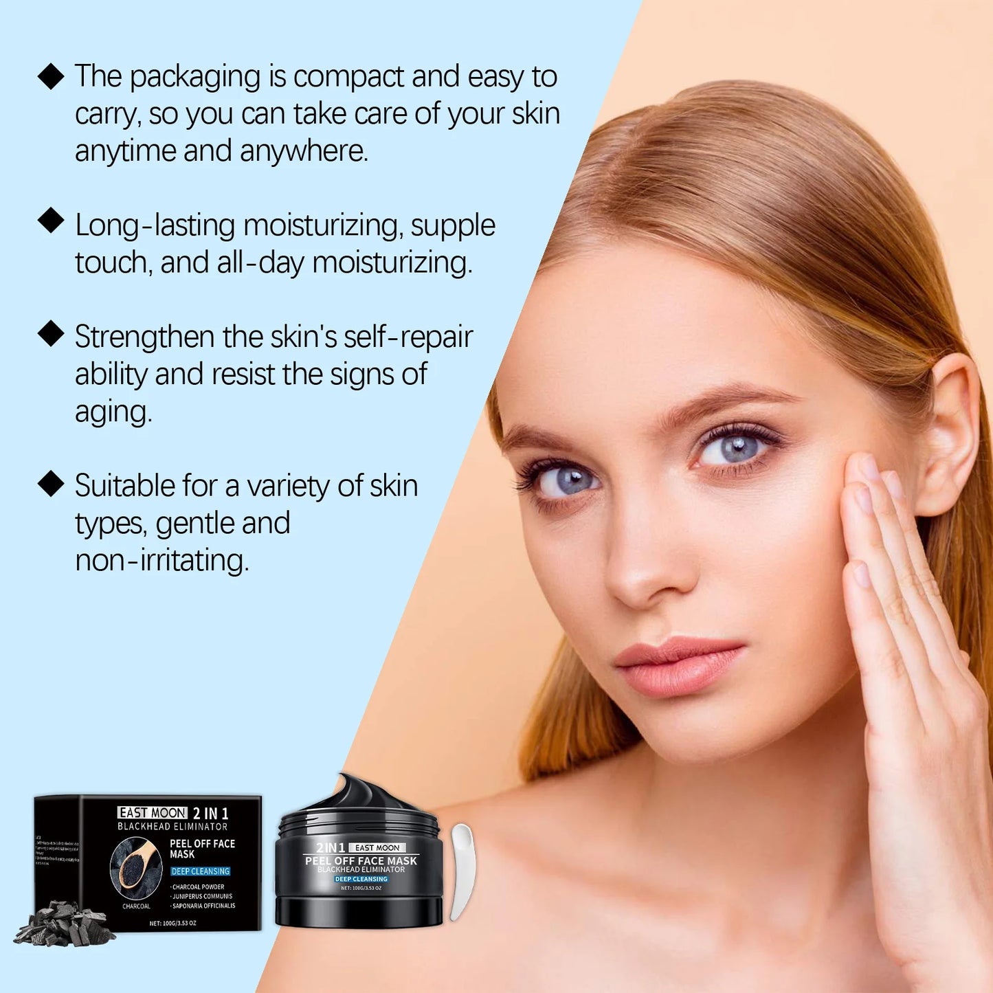 Bamboo Charcoal Blackhead Remover Mask Purifying Shrink Pore Deep Cleansing Oil Control Exfoliator Peel Mud Mask Skin Care