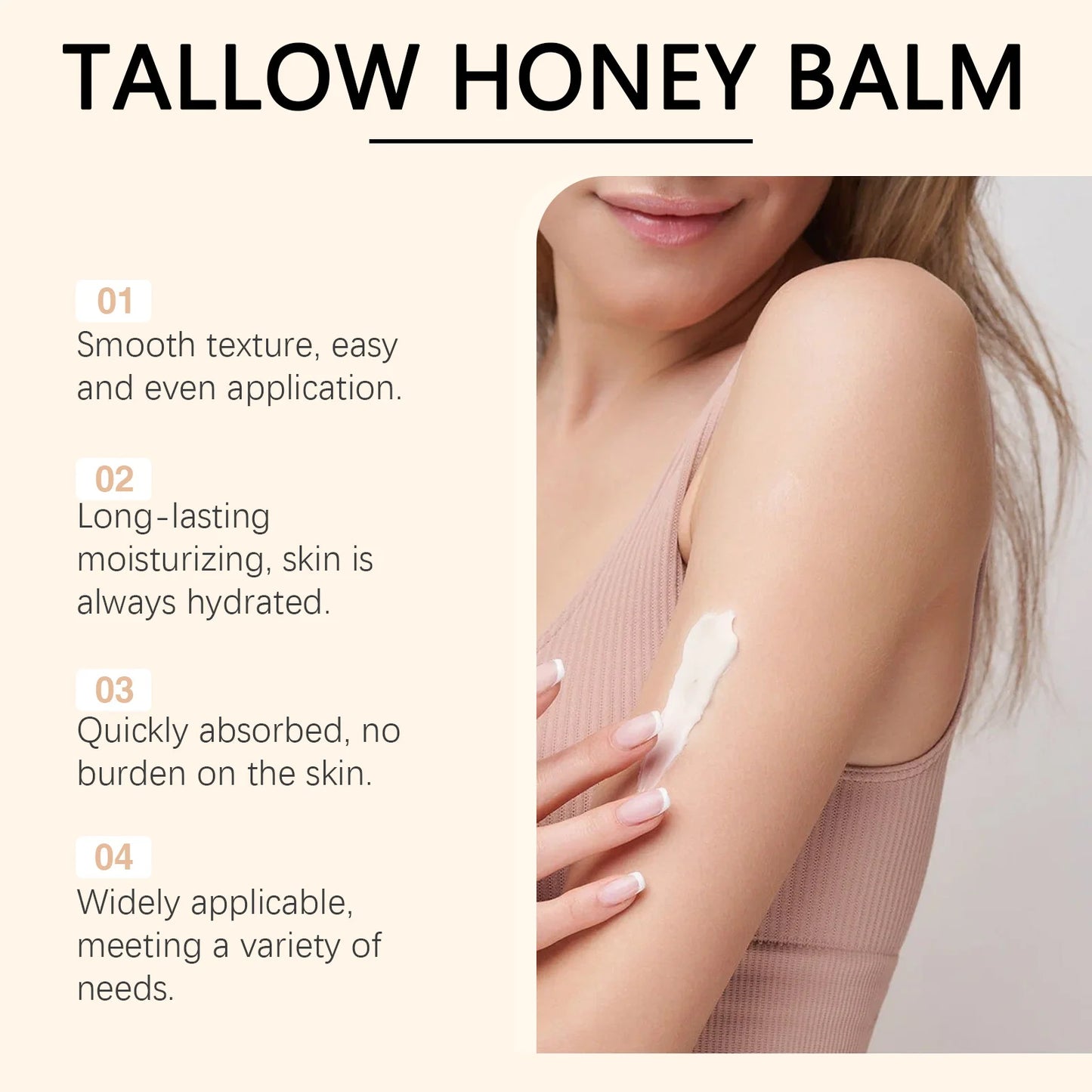 WoodSleep Beef Tallow Paste Deeply Moisturizer Brightening Wrinkle Remover Grass Fed Tallow Wild Honey Face Body Cream Skin Car