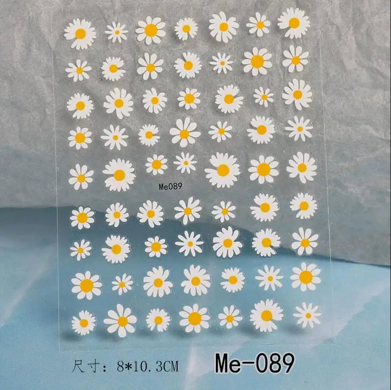 1PC 5D Macaron Flower/Fruit Nail Charms Sticker Embossed Bear/Rabbit/Letter Nails Slider Decals Summer Adhesive Manicure Decor&Y