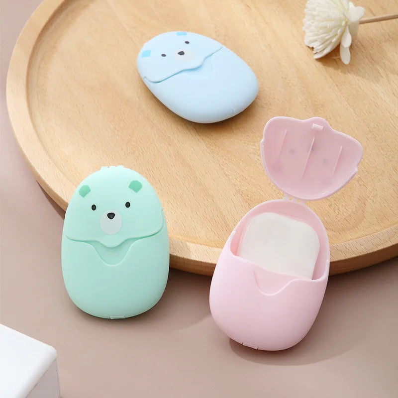 Cute Cartoon Styling Soap Portable Disposable Cleaning Soap Paper Children Toiletries Outdoor Travel Essential Bathroom Product