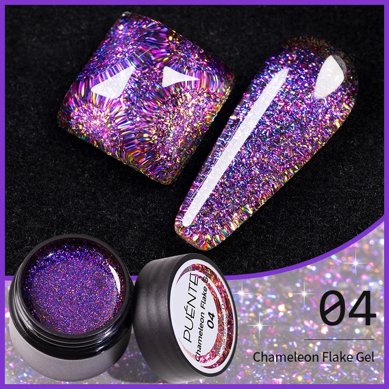 PUENTE 7.5ML Golden Gems Cat Magnetic Gel Nail Polish Pink Brown Blue Colors Golden Glitter Cat Eye Soak Off UV Nail Art Varnish