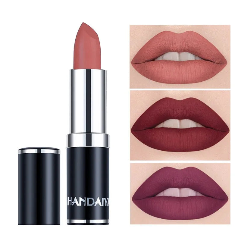 HANDAIYAN 12 Color Velvet Matte Lipstick Sexy Red Pink Lip Tint Non-stick Cup Lip Gloss Moisturizing High Pigment Lips Cosmetics