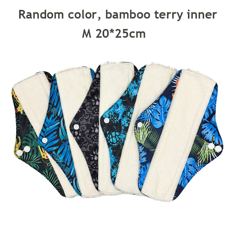 5PCS Small Medium Large Different Period Time Bamboo Reusable Menstrual Pads Washable Sanitary Towels for Lady Women Daily Night