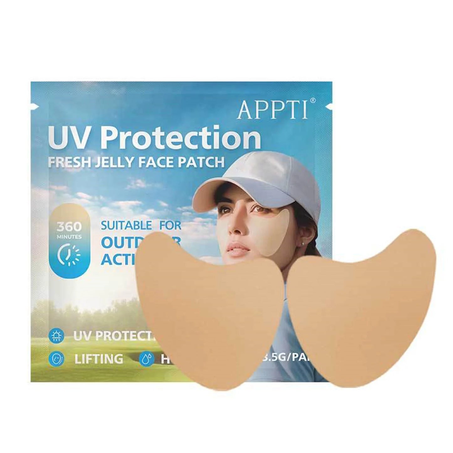 5/10 Pairs Sunscreen Face Patches Golf Sunscreen Anti-Sweat Moisturizing Sun Protection Stickers for Summer Outdoor Activities