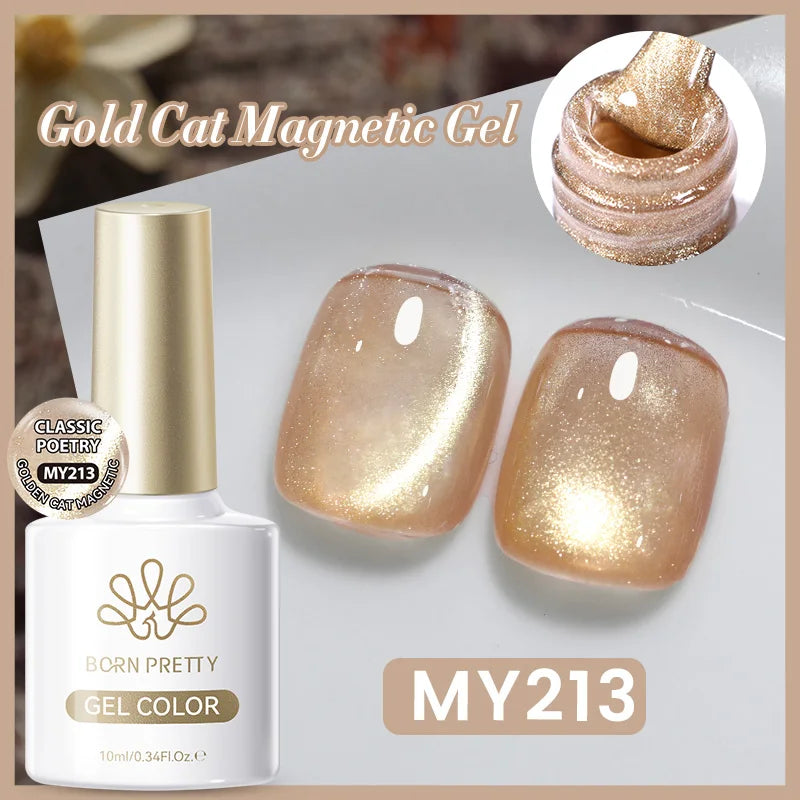 BORN PRETTY 10ml Black Glass Cat Magnetic Gel Nail Polish Punk Style Nail Art Manicure Varnis Semi Permanent Gel for Winter Nail