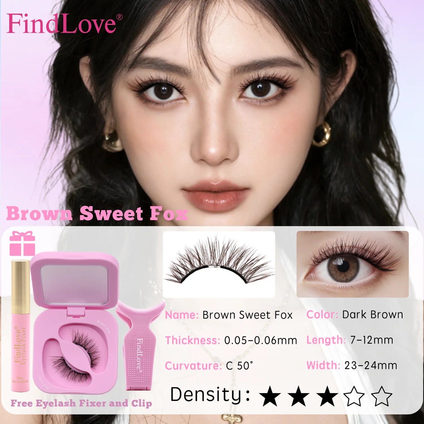 FindLove Soft Magnetic Lashes Reusable Magnetic Eyelash Extension Set With Wearing Clip Eyelash Styling Gel Natural Soft Lashes