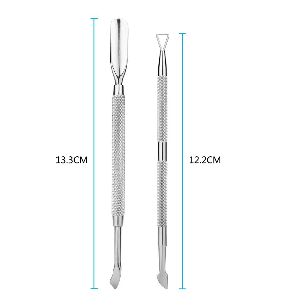 Cuticle Pusher and Cutter Set, Triangle Cuticle Nail Pusher Peeler Scraper, Professional Grade Stainless Steel Cuticle Remover
