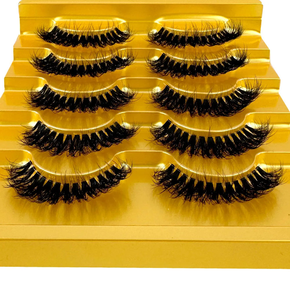 5pairs Mink Eyelashes Invisible Band Lash Extension Natural False Eyelashes Cross Cluster Fairy 3D Faux Big Eye Long Fake Lashes