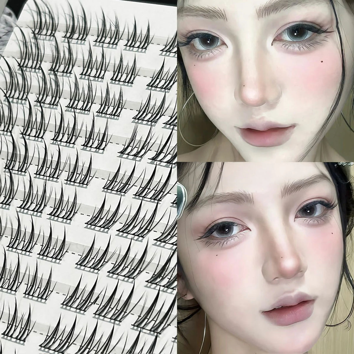 3/6/10 Rows Natural Charming Lashes Y2k Segmented Foxes Eyelash Extension Fluffy Single Clusters False Eyelashes Makeup Tools