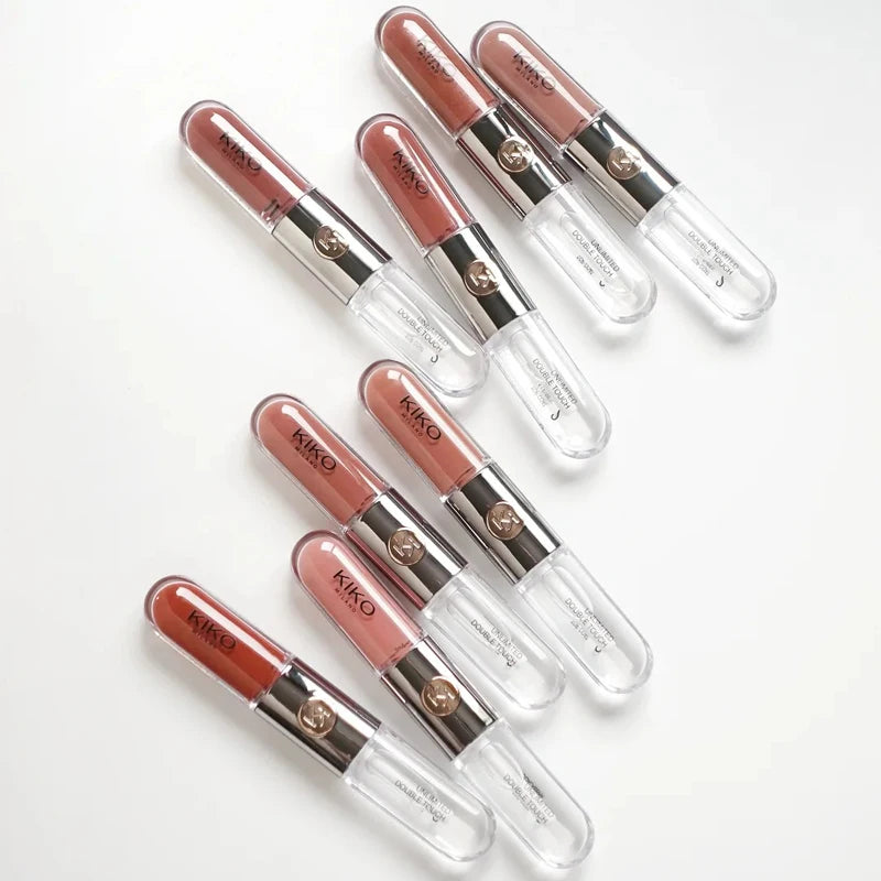 Hot Kiko Double Headed Lipstick Transparent Mirror Lip Gloss Non Fading Oil Sexy Rich Lip Gloss Milk Tea Bean Paste Naked Makeup