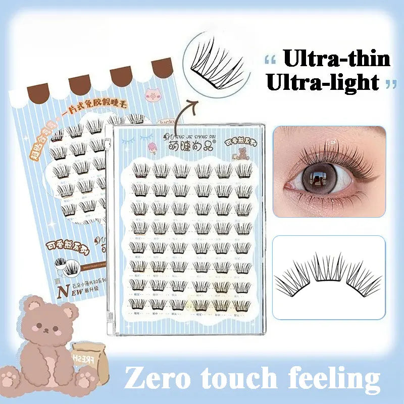 Ultra-thin Noglue Lashes Zero-touch False Eyelashes Natural Eyelash Clusters Lashes with Eyelash Glue Self Adhesive Eyelashes