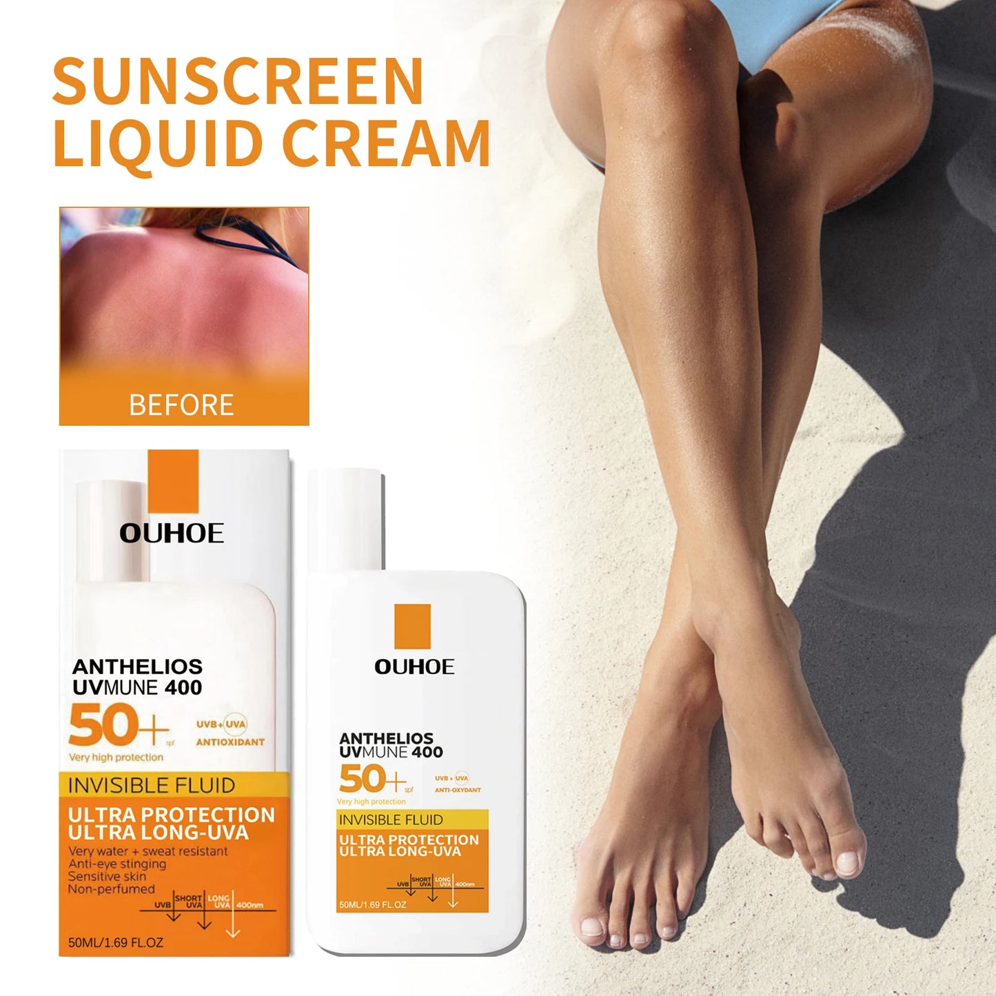 OUHOE Anti-uv Cream Protect Skin Nourishing Moisturizing Repair Damaged Skin Natural Sunscreen Lotion For Summer Beach Outdoors