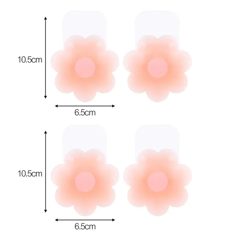 2/4PCS  Silicone Lift Up Bra Sticker Adhesive Invisible Bras Chest Patch for Women Reusable Chest Breast Petals Pads