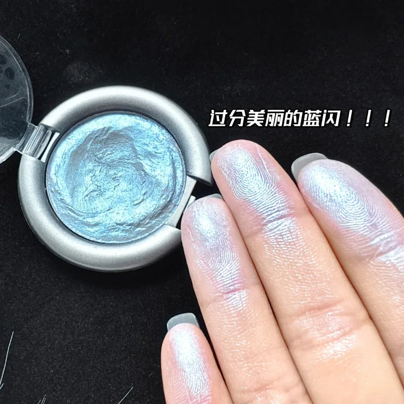 Metallic Glitter Blue Eye Shadow Cream Monochrome Eyeshadow Palette Pearlescent Polarized Brightening Silkworm Highlighter Cream