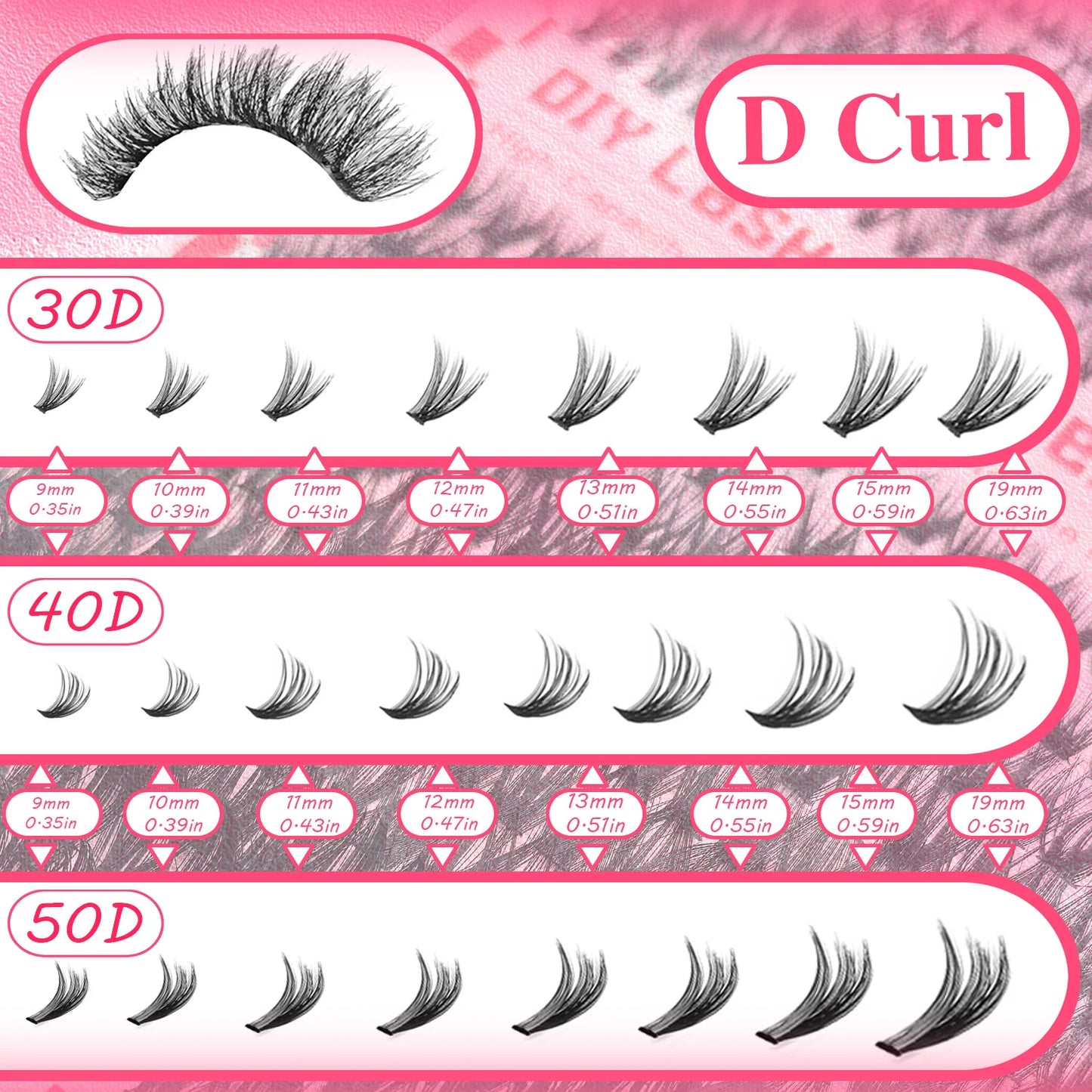 30D40D50D80D DIY Eyelash Extension Kit with Tweezers, Glue and Seal Reusable Single Eyelashes for Party Stage Festival Eye Makeu