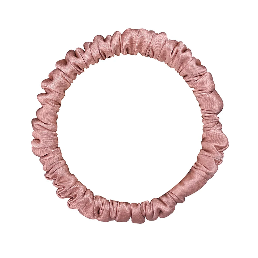 100% Real Mulberry Silk Skinnies Scrunchies Hair Bands Ties Gum Elastics Ponytail Holders No Damage for Women Girls 22 Momme 1CM