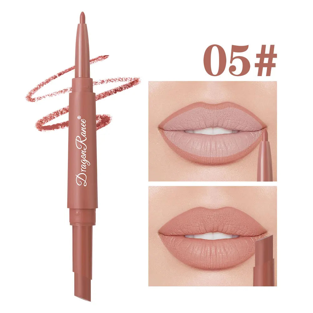 Double-Ended Lip Liner Velvet Matte Lipstick Lip Gloss Easy to Color Non-Fading Non-Stick Cup Lip Liner